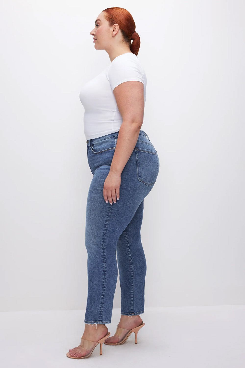 Good American - Always Fits Straight Jeans - Indigo - Plus Side