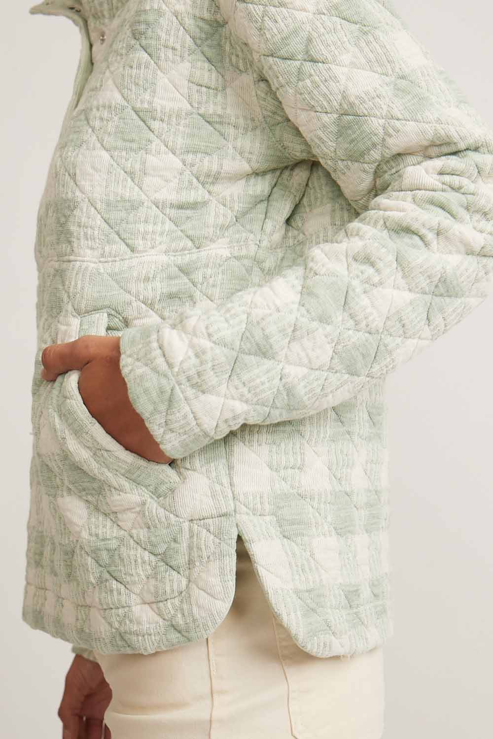 Marine Layer - Iris Quilted Pullover - Mint - Pocket