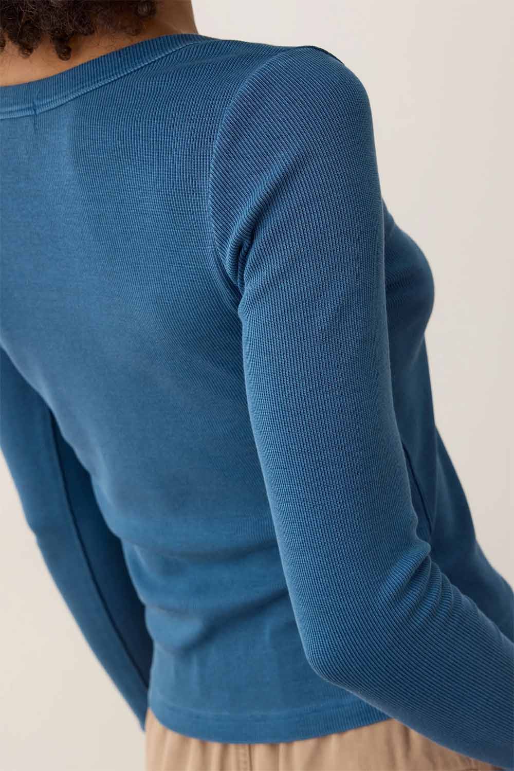 Marine Layer - Lexi Rib Sun-In LS Scoop Tee - Deep Aqua - Back