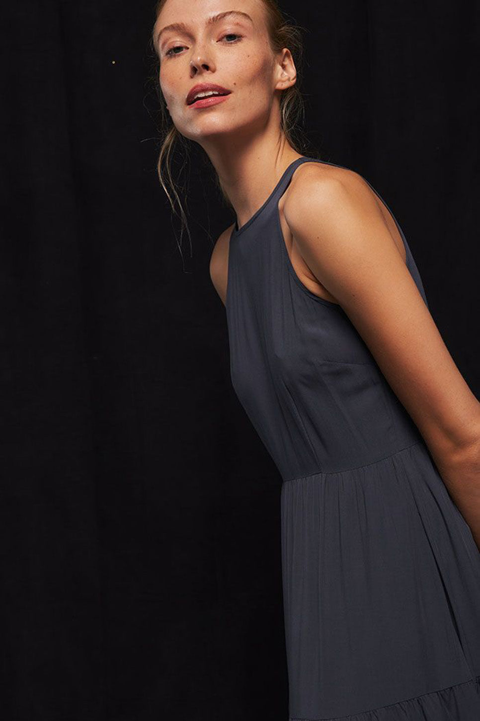 Richer Poorer - Tiered Maxi Dress - Aegean Sea - Side