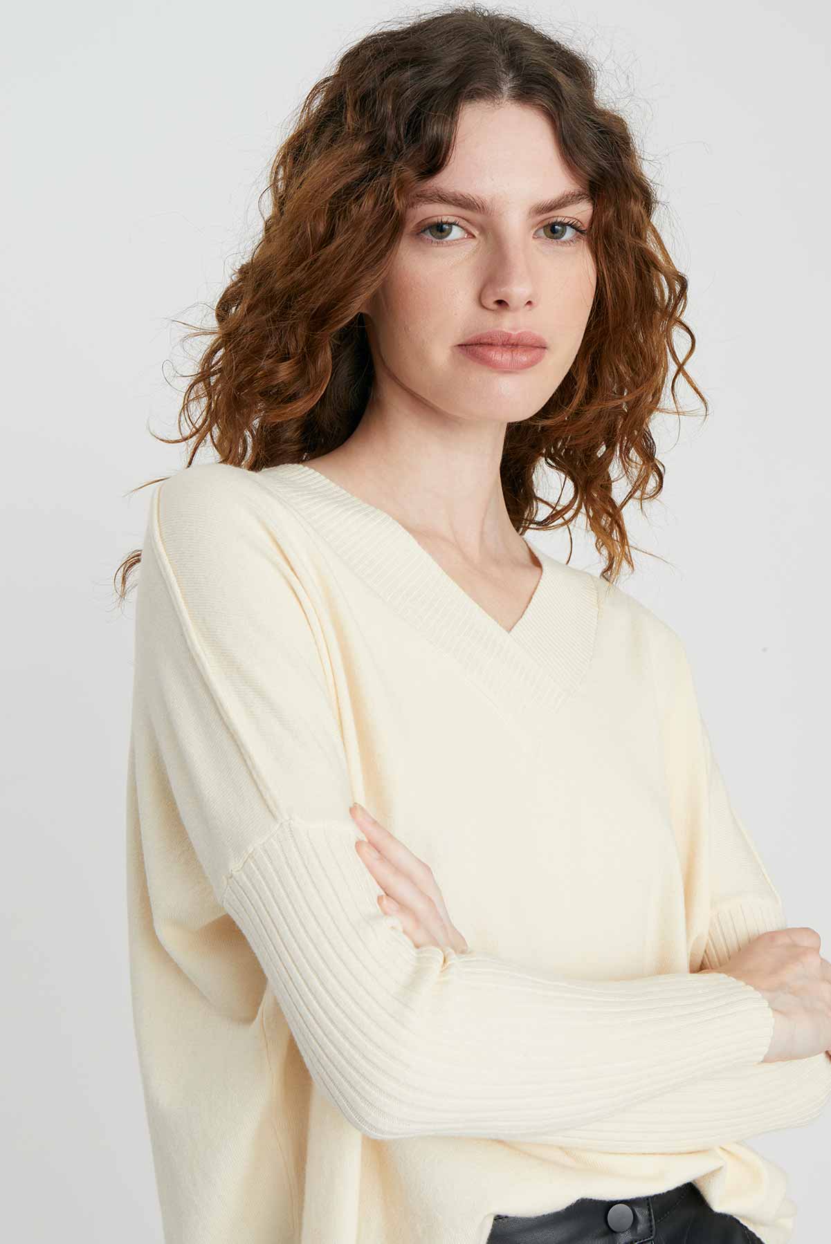Deluc - Velvet Sweater - Ivory - Front