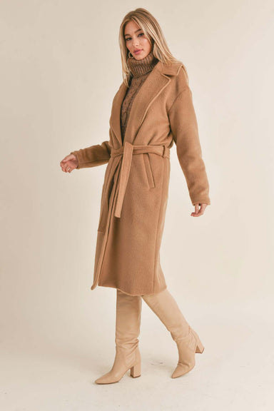 Sage the Label - Amira Long Coat - Taupe - Side
