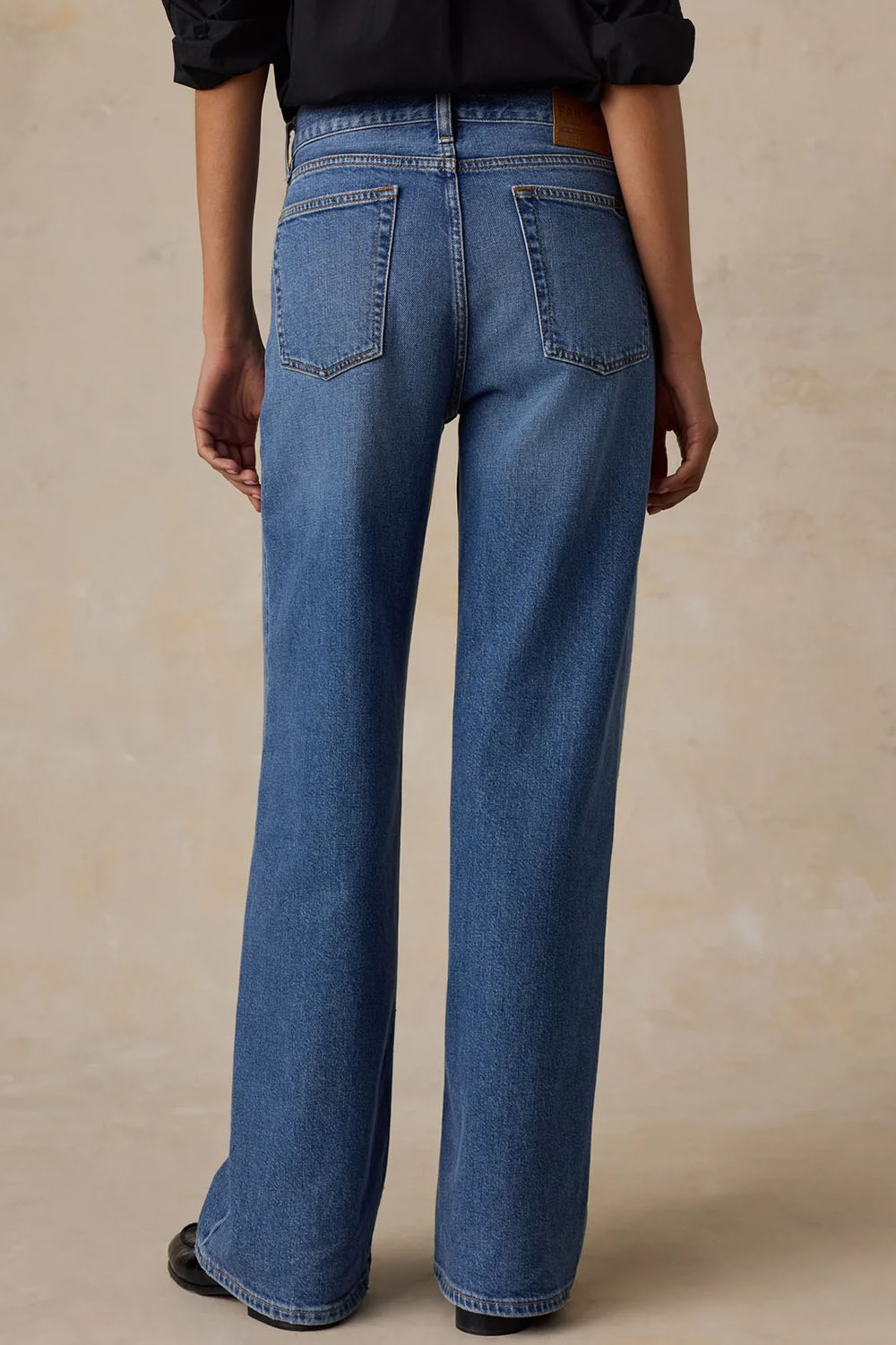 Faherty Denim Wide Leg in Coast Bound Wash — Back view