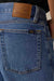 Faherty Denim Wide Leg in Coast Bound Wash — Back pocket detail view