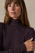 Faherty Featherweight Freestyle Turtleneck in Midnight Wine Stripe — Neckline detail view
