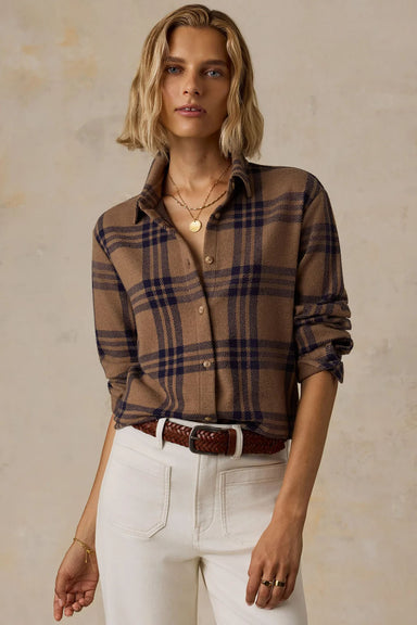 Faherty Legend Sweater Classic Shirt in Saddle Back Plaid — Front view