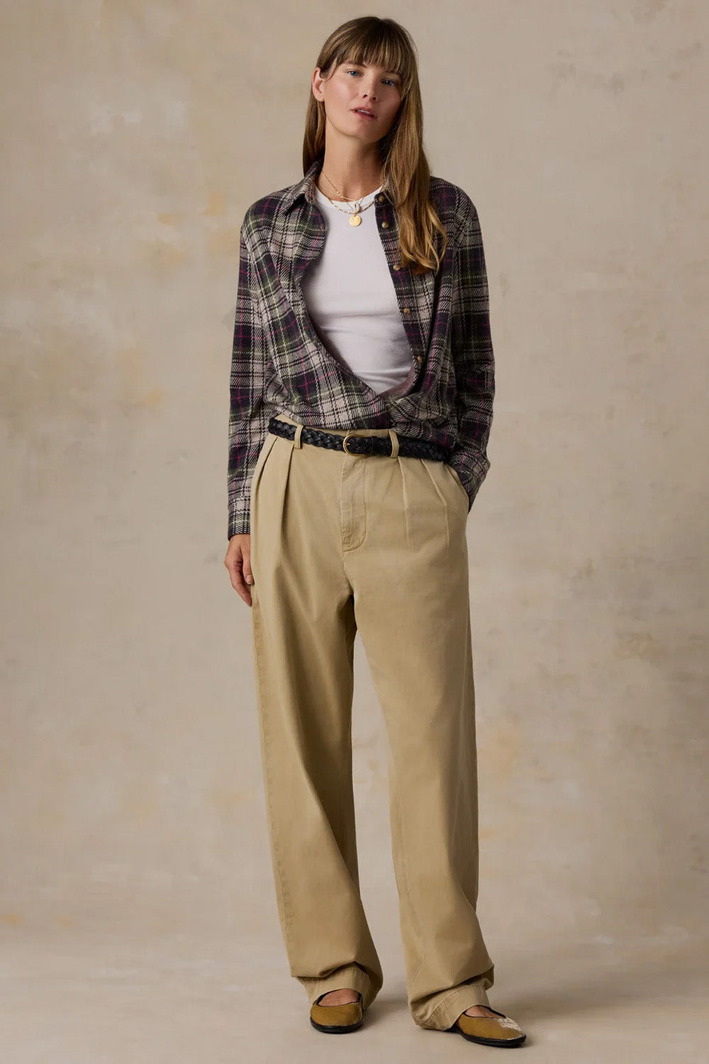 Faherty Legend Sweater Overshirt in Sugar Hill Plaid — Full-body view