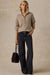 Faherty Northshore Quarter Zip in Oatmeal Stripe — Full-body view