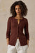 Faherty Paradise Pointelle Cardigan in Chocolate Fondant — Front view