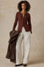 Faherty Paradise Pointelle Cardigan in Chocolate Fondant — Full-body view