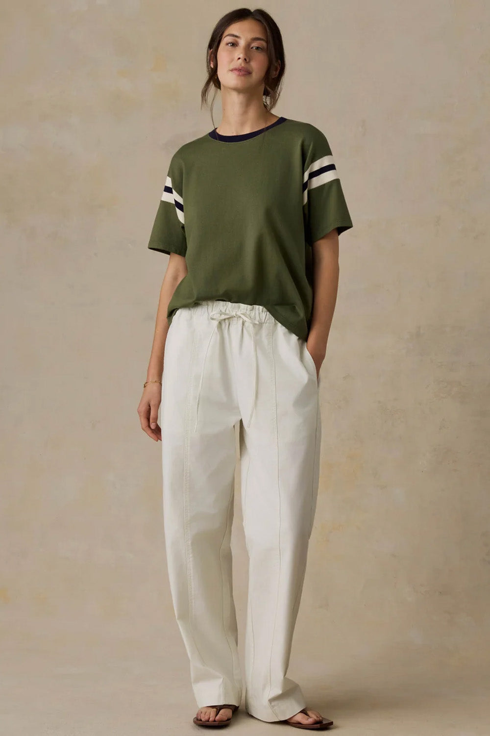 Faherty Sport Jersey Throwback Tee in Clover Varsity — Full-body view