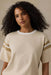 Faherty Sport Jersey Throwback Tee in Summer Sand Varsity — Collar detail view