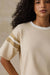 Faherty Sport Jersey Throwback Tee in Summer Sand Varsity — Sleeve detail view