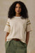 Faherty Sport Jersey Throwback Tee in Summer Sand Varsity — Front view