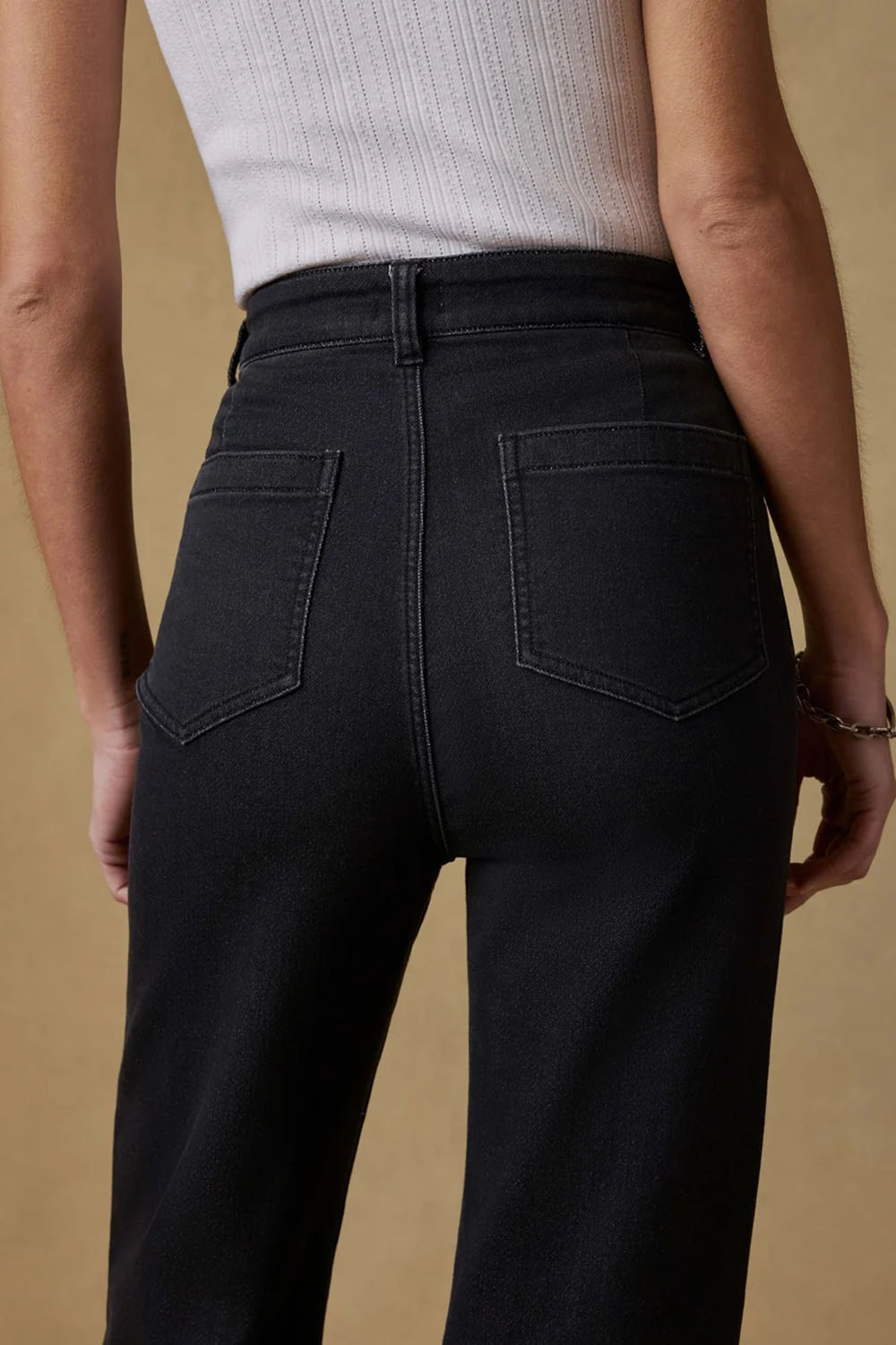 Faherty Stretch Terry Pant in Onyx Black — Back detail view