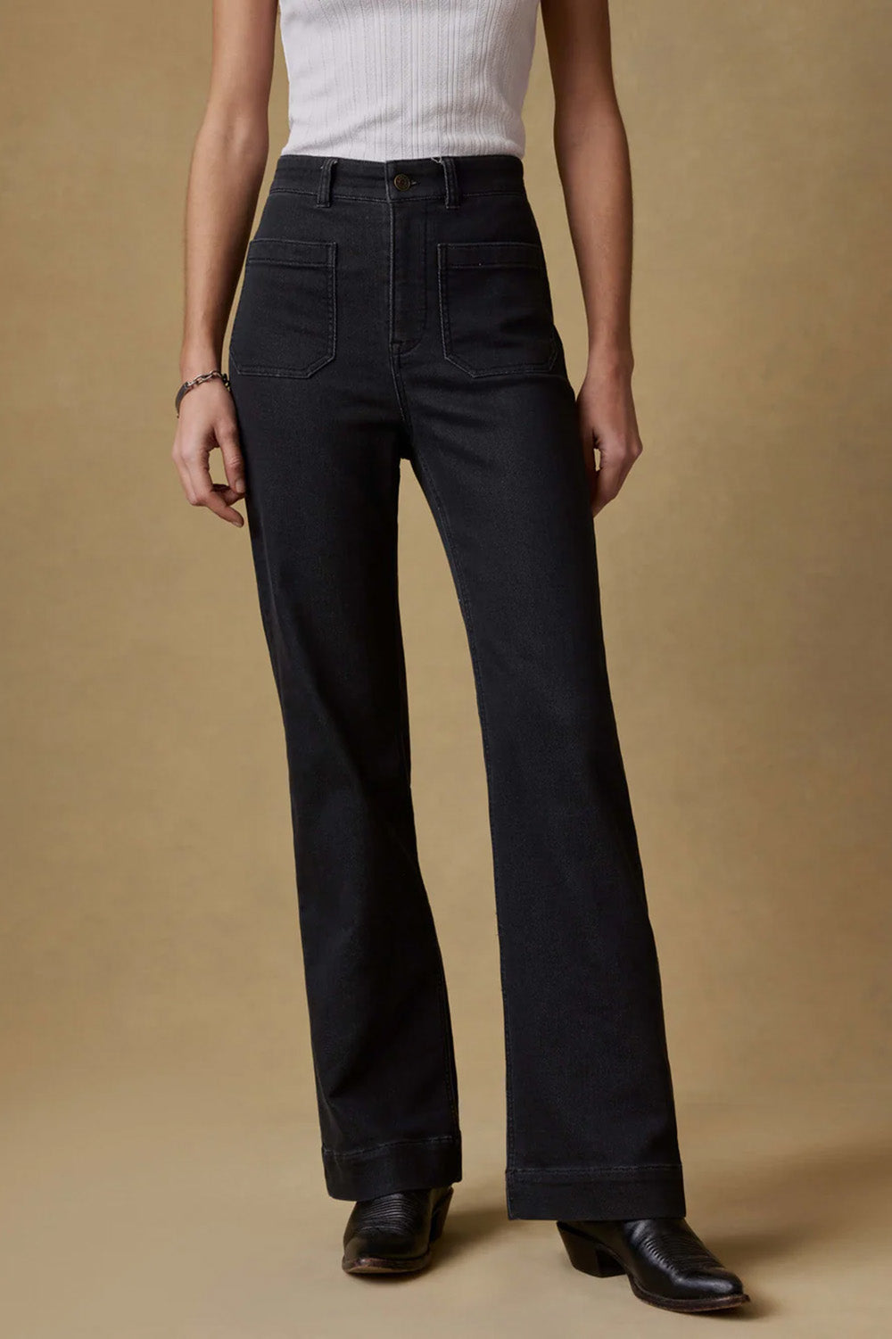 Faherty Stretch Terry Pant in Onyx Black — Front view