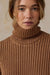 Faherty Sunwashed Cotton Turtleneck in Toasted Sun — Neckline detail view