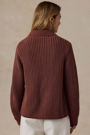 Faherty Sunwashed Lodge Cardigan in Sunwashed Redwood — Back view
