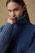 Faherty Sunwashed Oversized Turtleneck in Windcliff Indigo Wash — Neckline detail view