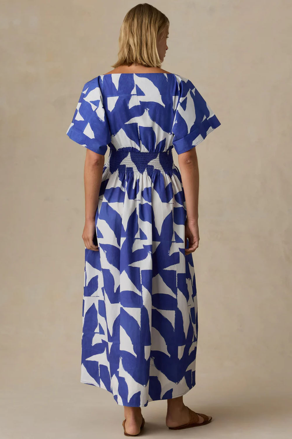 faherty coastal elia dress summer leaf back