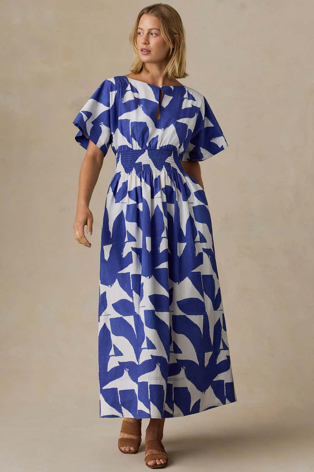 faherty coastal elia dress summer leaf front