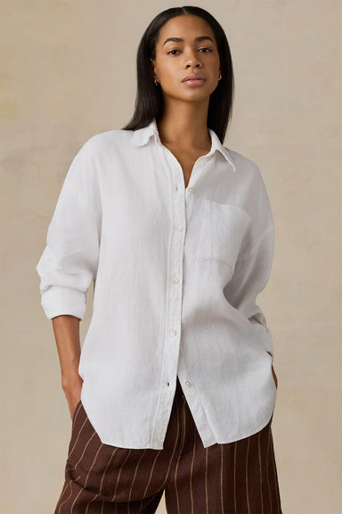 faherty laguna linen relaxed shirt white front