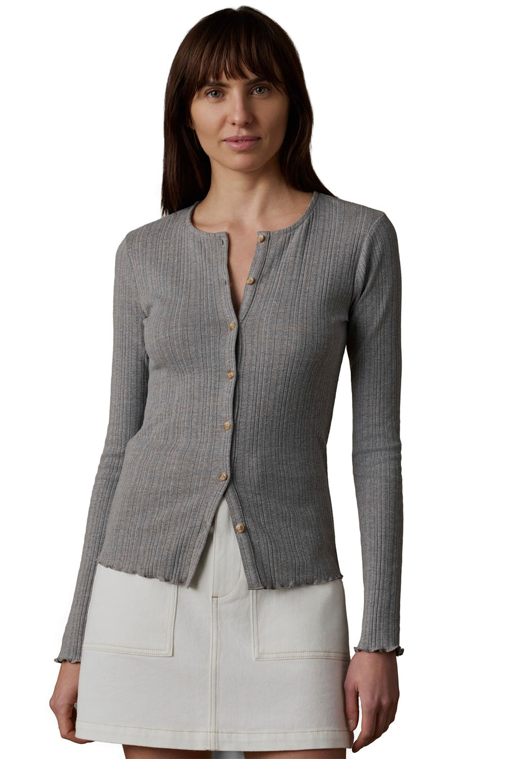 faherty paradise pointelle cardigan medium heather grey