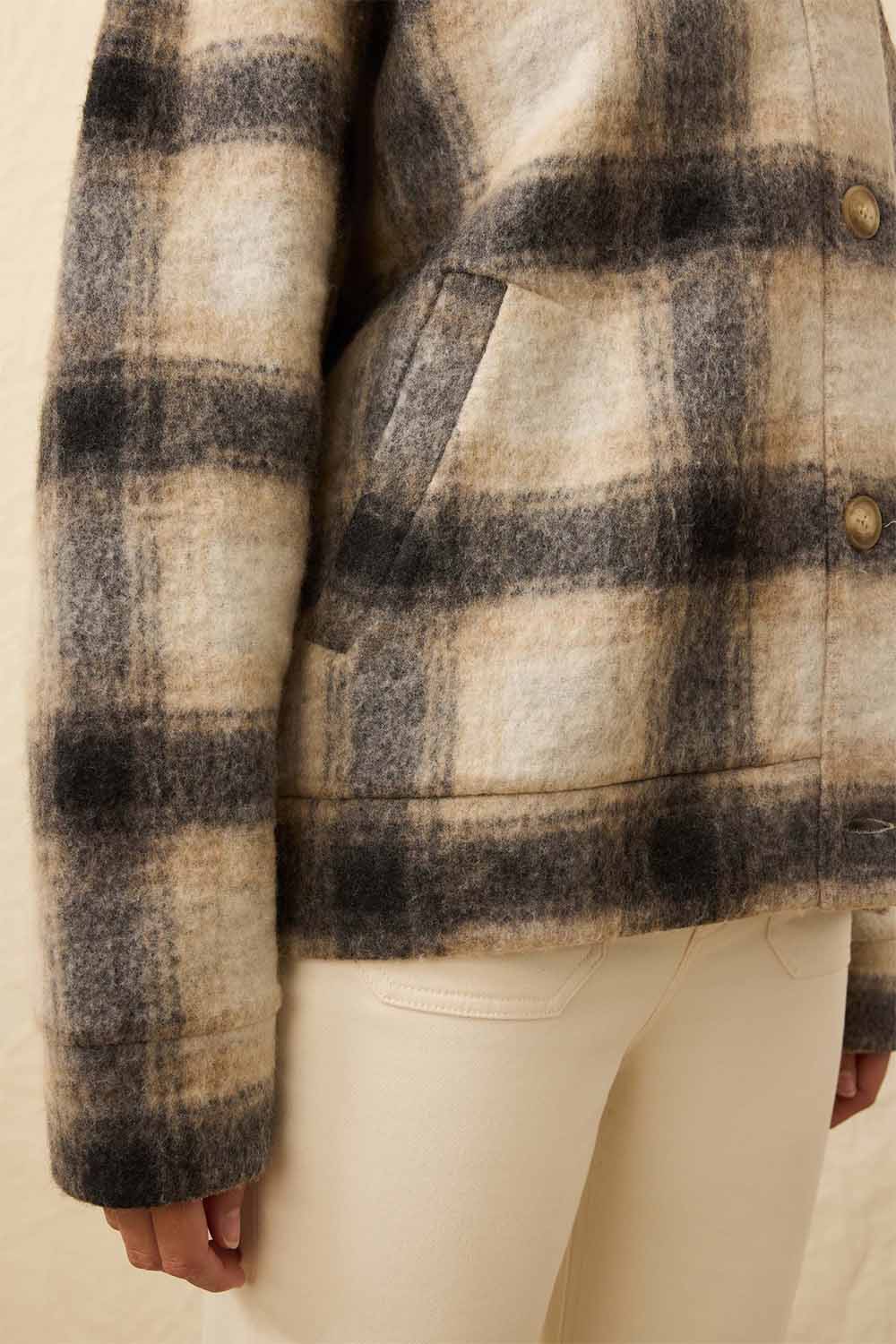 faherty rocky ridge plaid jacket twilight bend detail