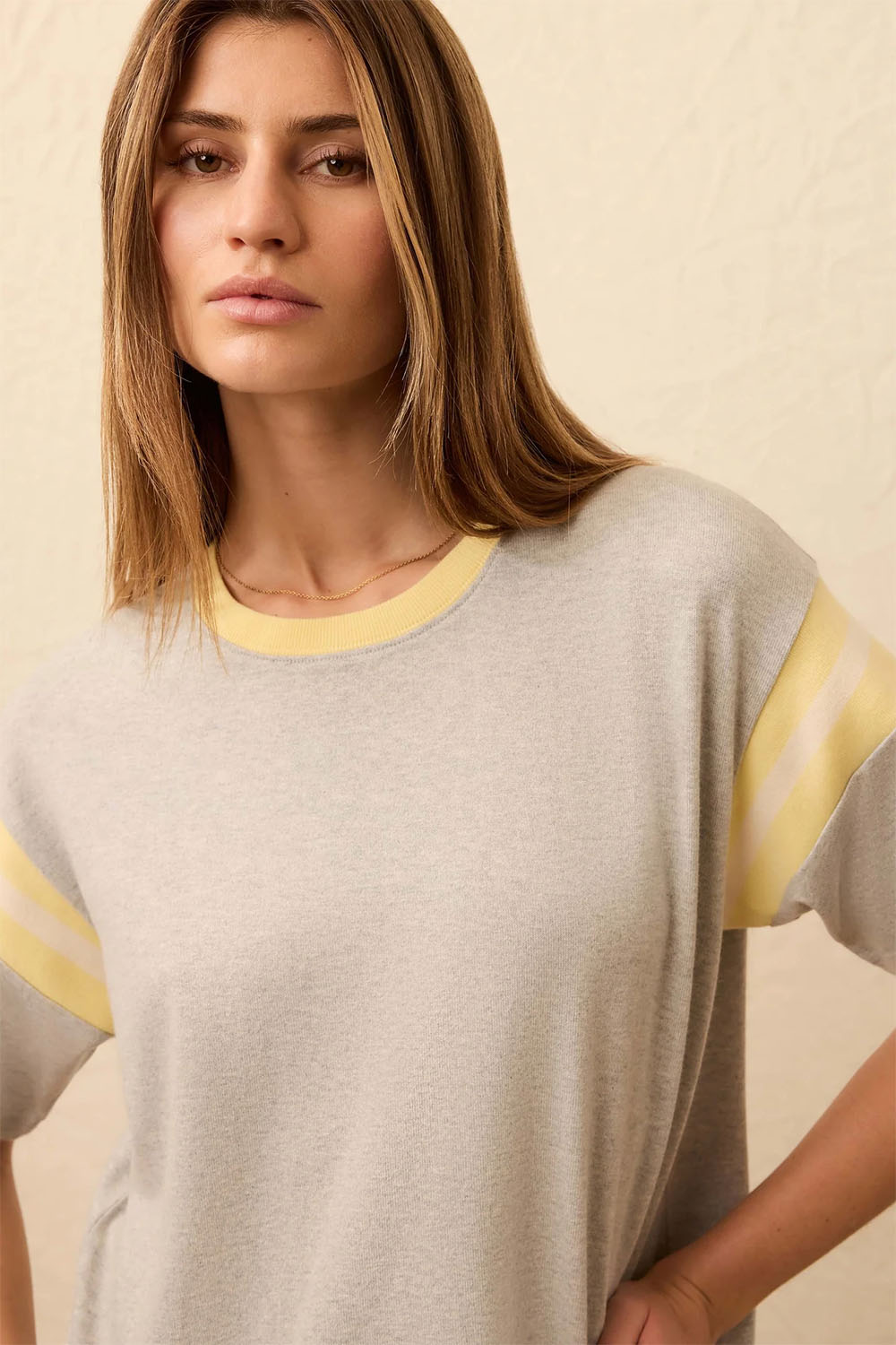 faherty sport jersey throwback tee spring grey varsity detail