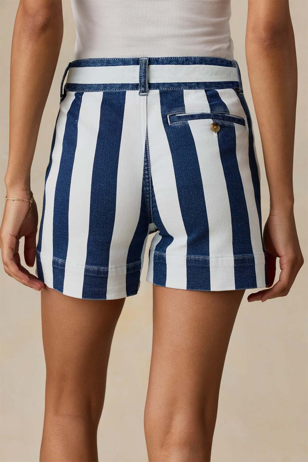 faherty stretch terry sailor short portside stripe back detail