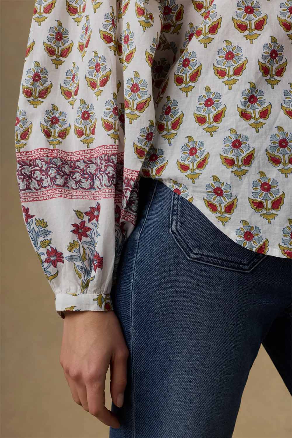 faherty suki blouse antique bouquet detail