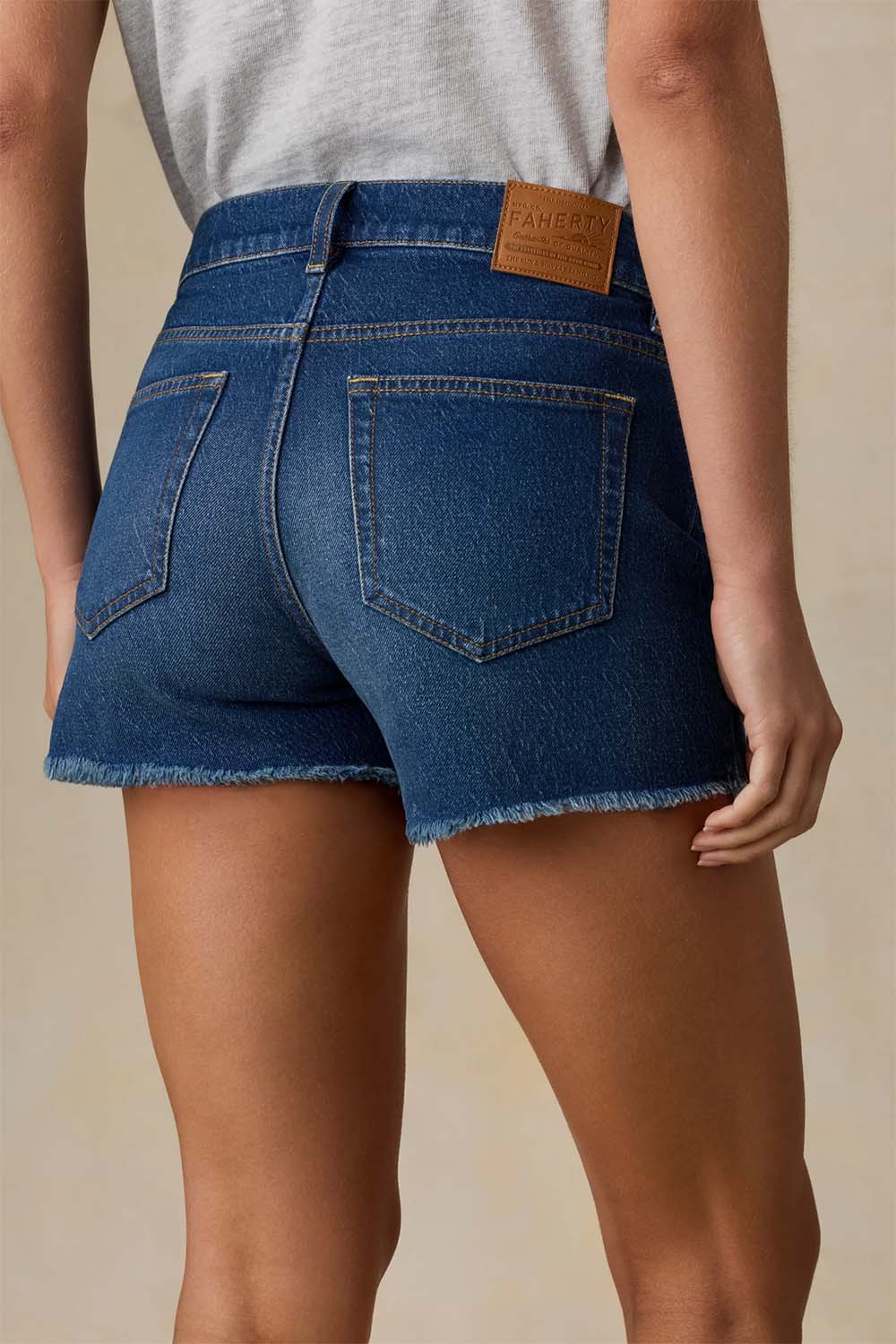 faherty sundrift denim short night cove wash back detail