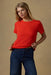 faherty sunwashed essential tee poppy red front
