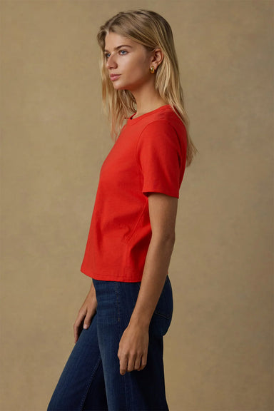 faherty sunwashed essential tee poppy red side