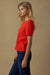 faherty sunwashed essential tee poppy red side
