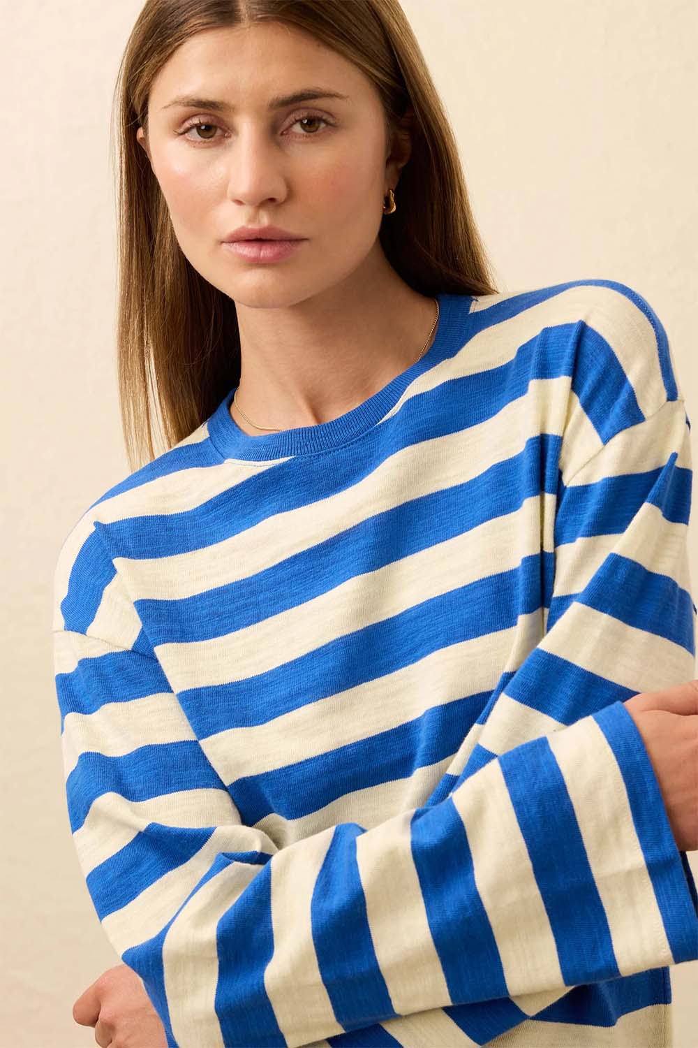 faherty sunwashed slub retro ls sea stripe detail