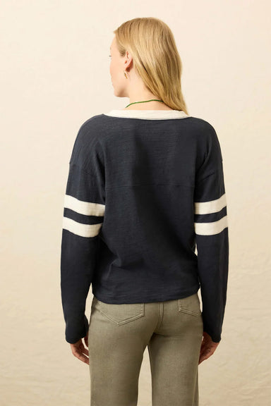 faherty sunwashed slub varsity v-neck blue nights back