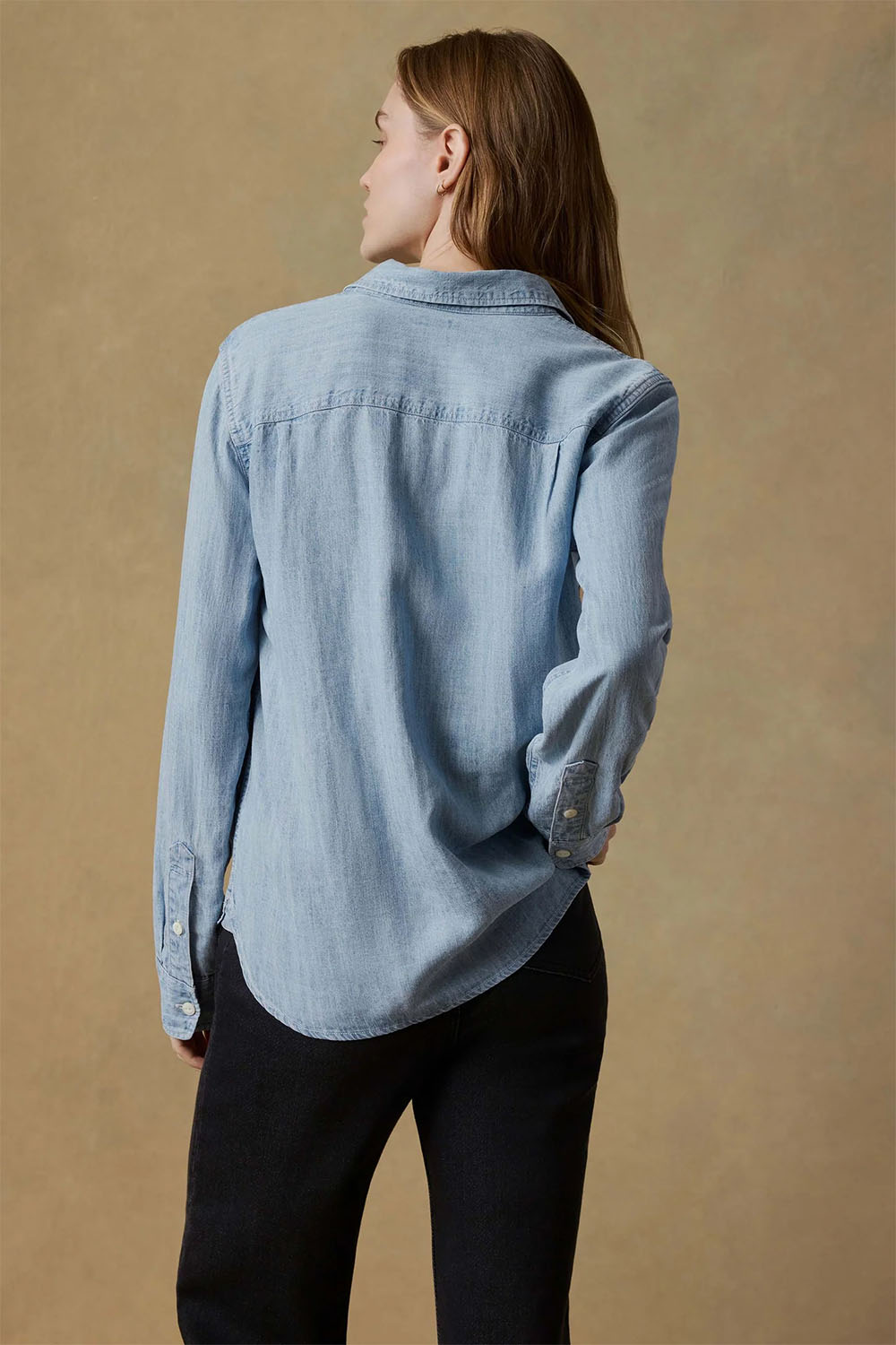 faherty tried & true chambray shirt mid wash back