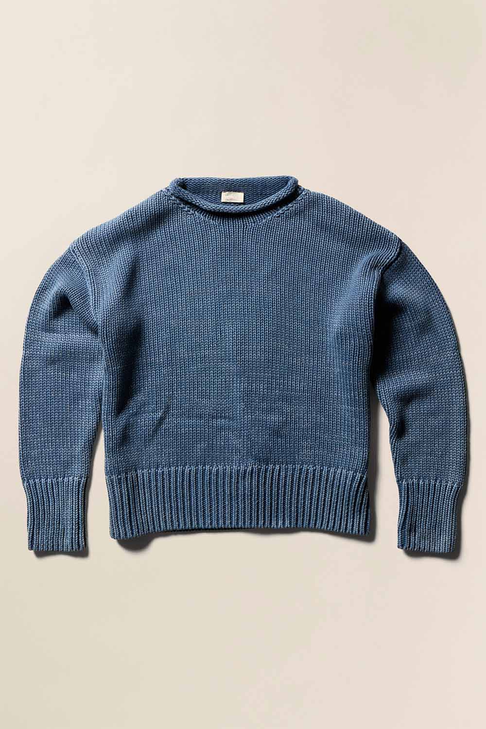 fahety sunwashed roll neck sweater blue