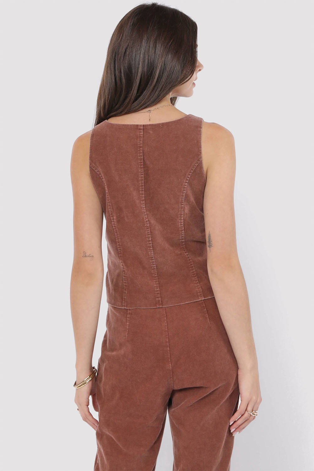 Sadie & Sage - Get Like This Vest - Washed Brown - Back