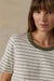 Faherty Sunwashed Essential Stripe Tee in Four Leaf Clover Mini Stripe — Detail view
