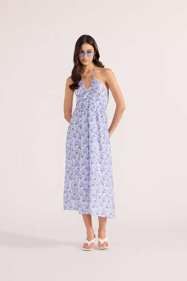 Mink Pink - Evelyn Halter Midi Dress - Blue Floral - Front