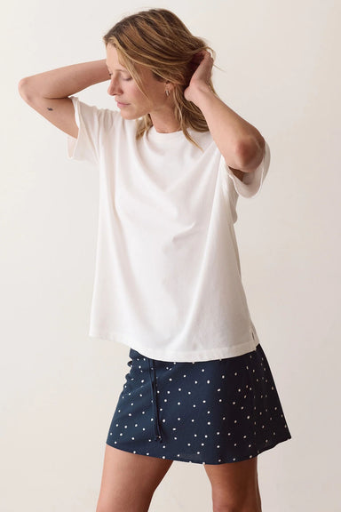 Marine Layer Miracle Jersey Crew Tee in Antique White — Quarter view