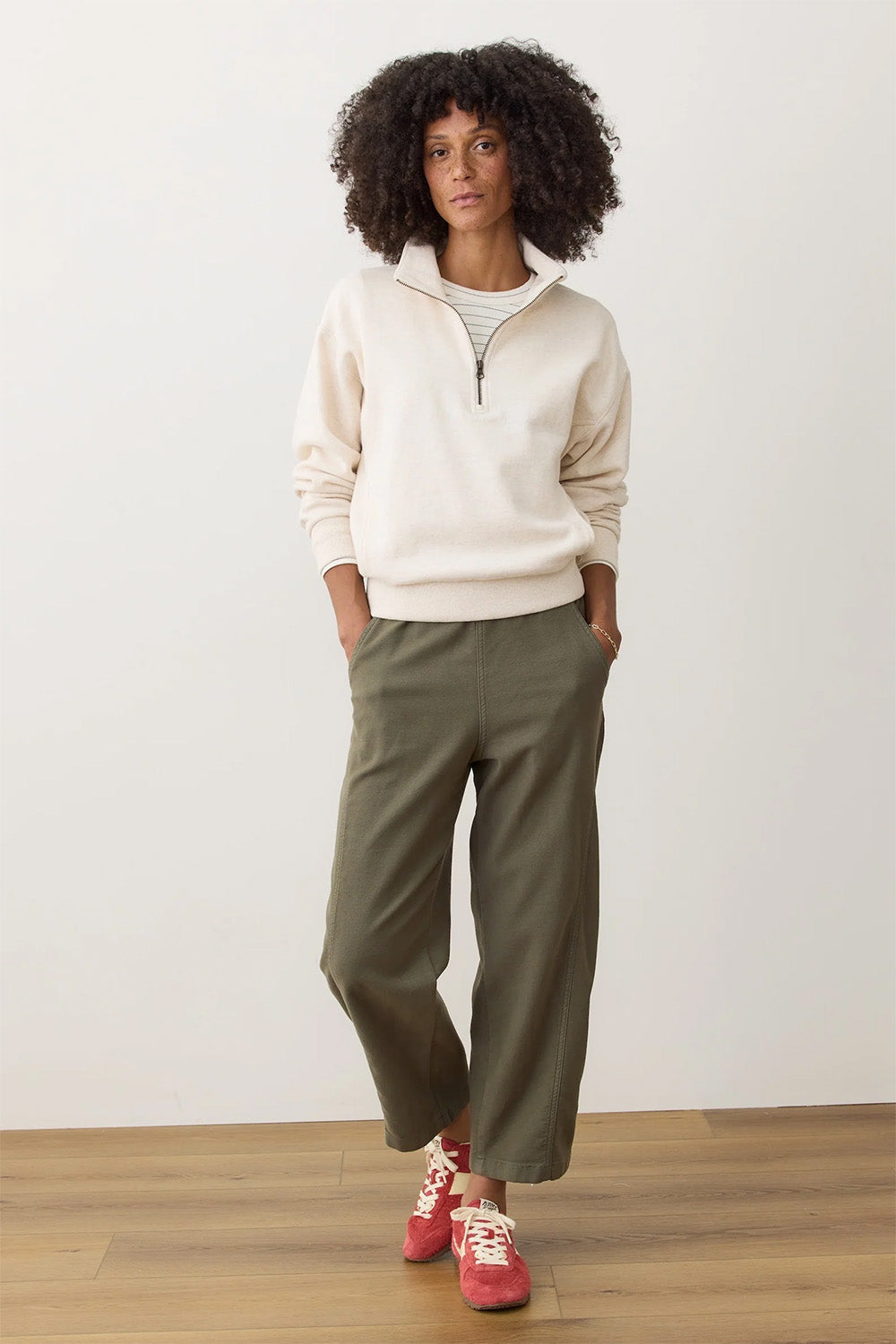 Marine Layer - Jessie Barrel Leg Pant - Dusty Olive