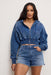 Good American - Jeanius Zip Up Hoodie - Indigo - Front
