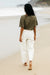 Finisterre Croft Barrel Trouser in Ecru — Back view