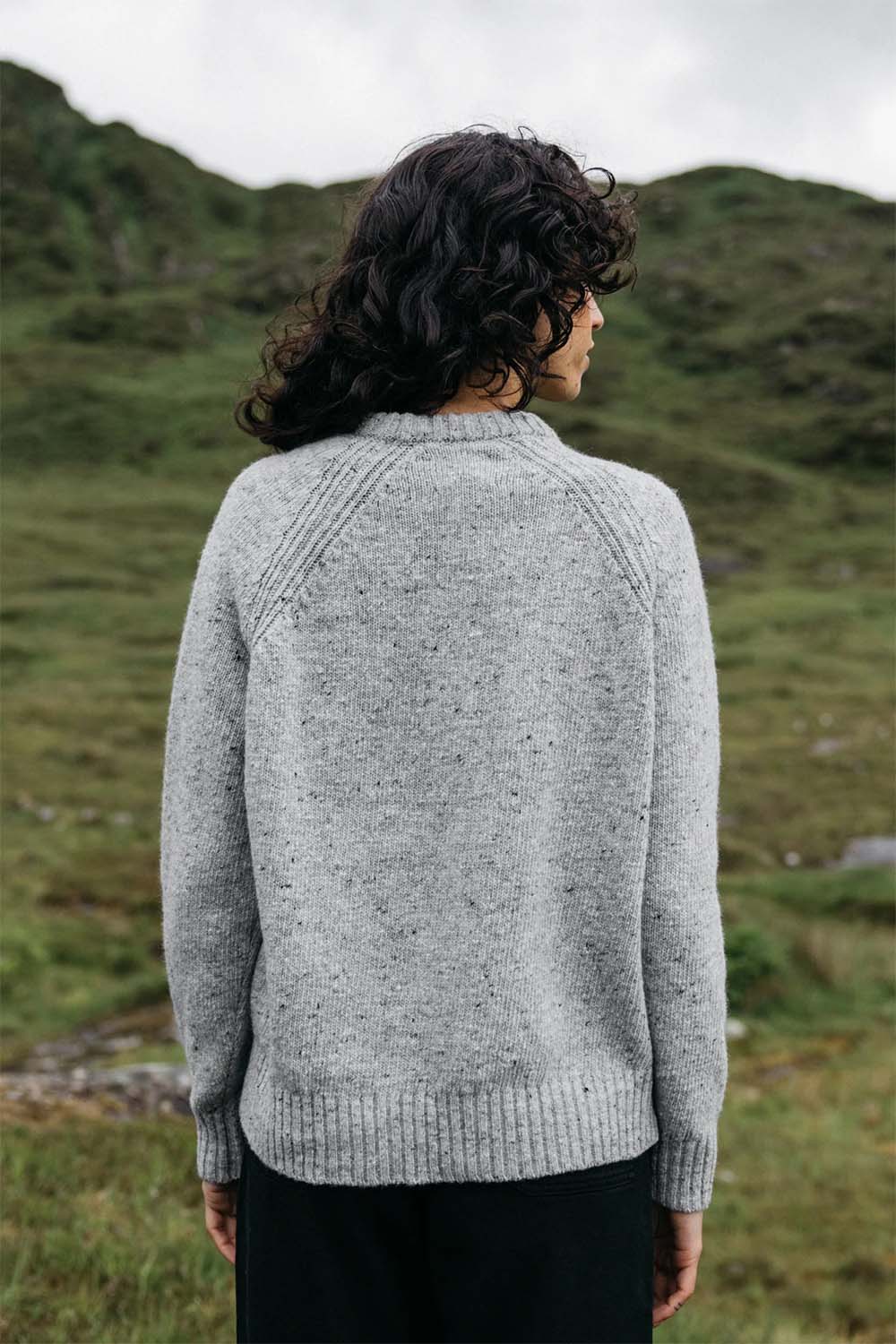 Finisterre Farne Crew in Dove Grey — Back view