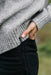 Finisterre Farne Crew in Dove Grey — Sleeve detail view