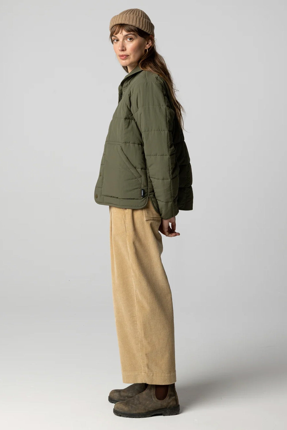 Finisterre Lapwing Insulated Jacket in Olive — Side view