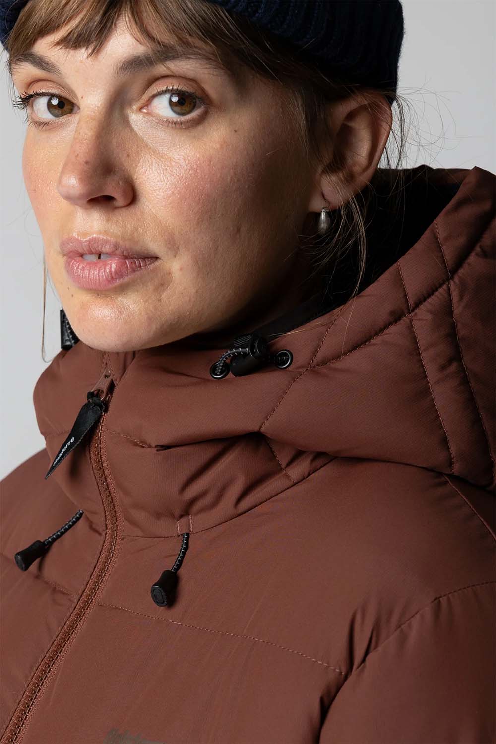 finisterre elova coat chestnut detail